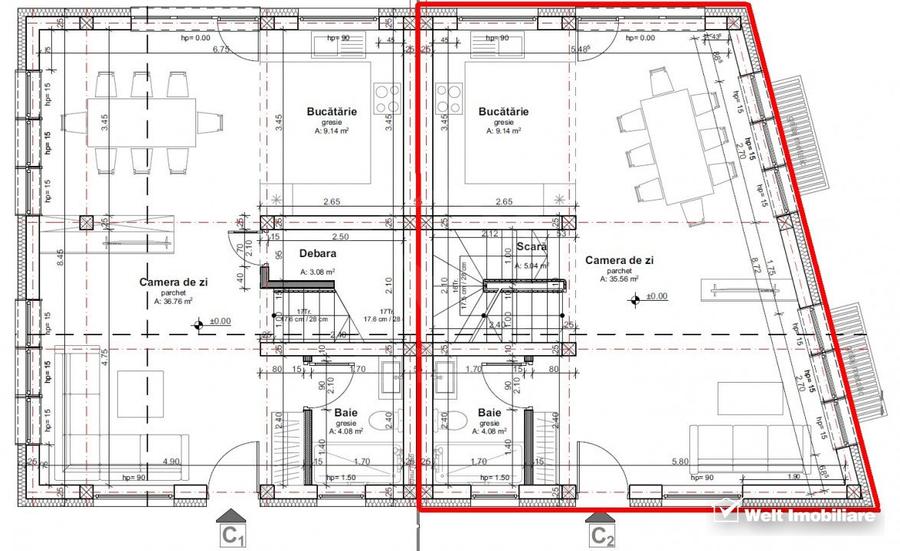 Duplex 4 camere, S+P+M, 156 mp utili, 280 mp teren,Dambul Rotund, zona linistita