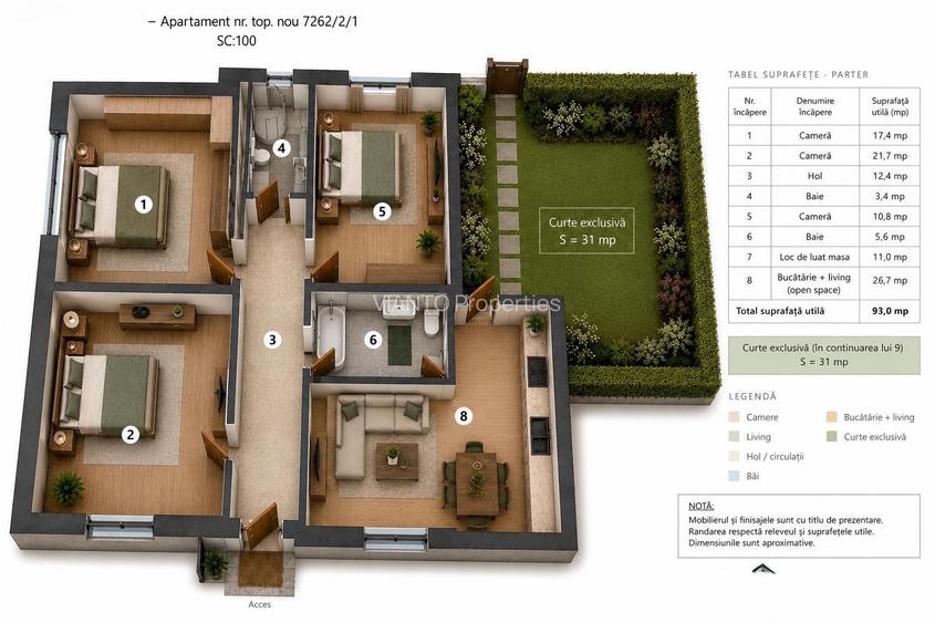 Apartament la casa individuala 94 mp cu curte - zona Parcul Sub Arini-Strand - 1