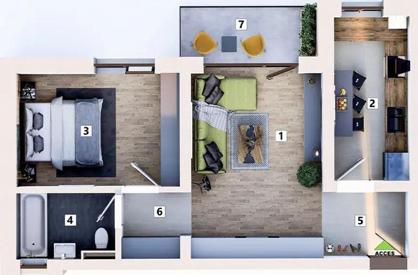 Apartament 2 camere cu loc de parcare inclus