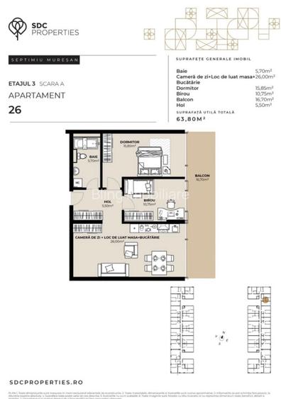 PROIECT EXCLUSIVIST! Apartament de vanzare, 63,80 mp, Complex SDC - 4