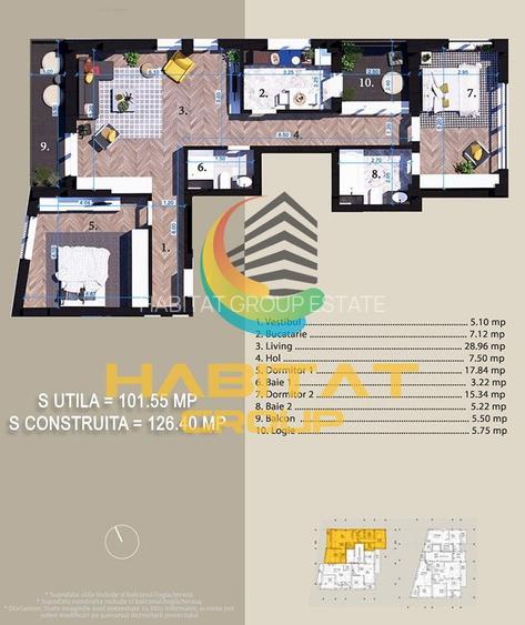 Pallady 3 camere 91 mp + terasa 11 mp langa Parcul Teilor - 2