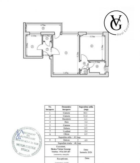 Apartament de 2 camere la 500 m de Metroul 1 Mai - 7