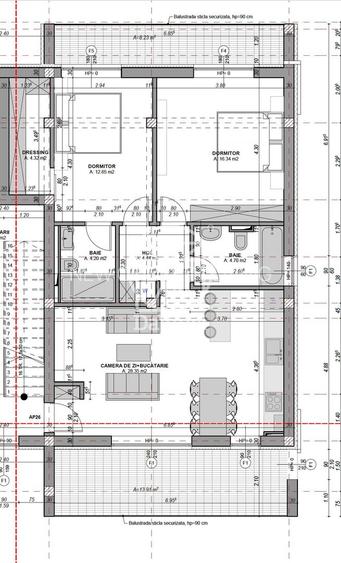 Apartament 3 camere, 75 mp utili+ terasa 22.14 mp - etaj 1/2, dressing - 9