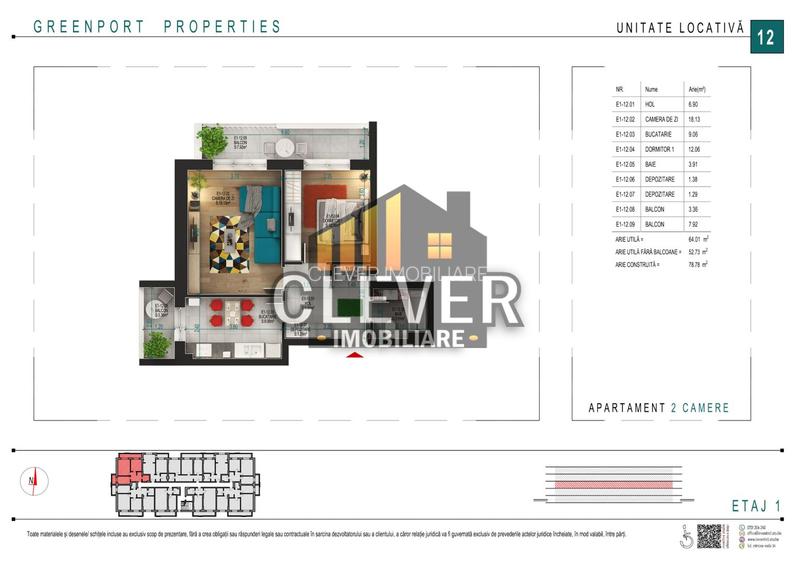 Ap 2 camere | Etaj 3 | 2 balcoane | Depozitări | Pallady - 5