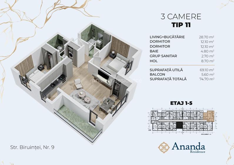 Apartament 3 camere de vanzare - 5