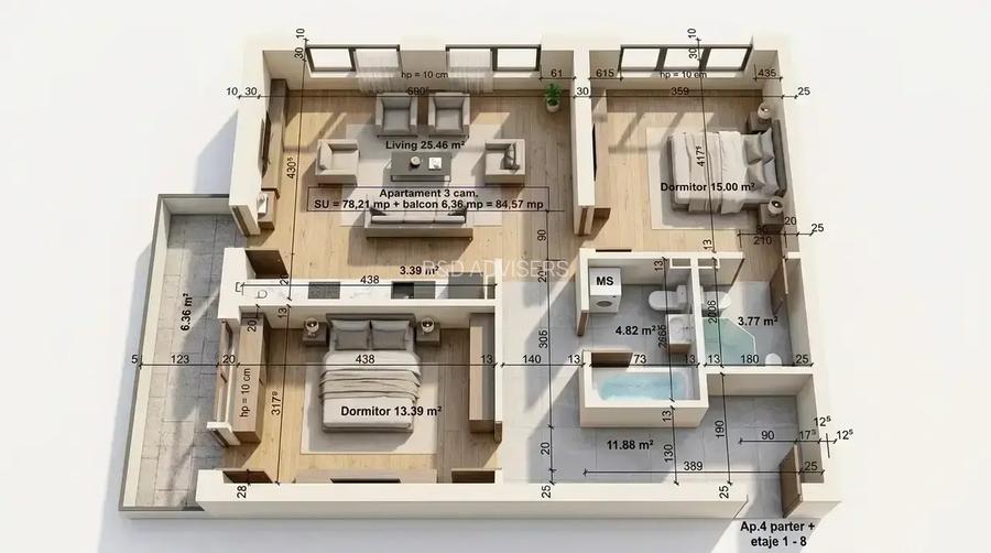 Apartament 3 camere Marriott - 13 septembrie| Finisaje Lux Dezvoltator - 9