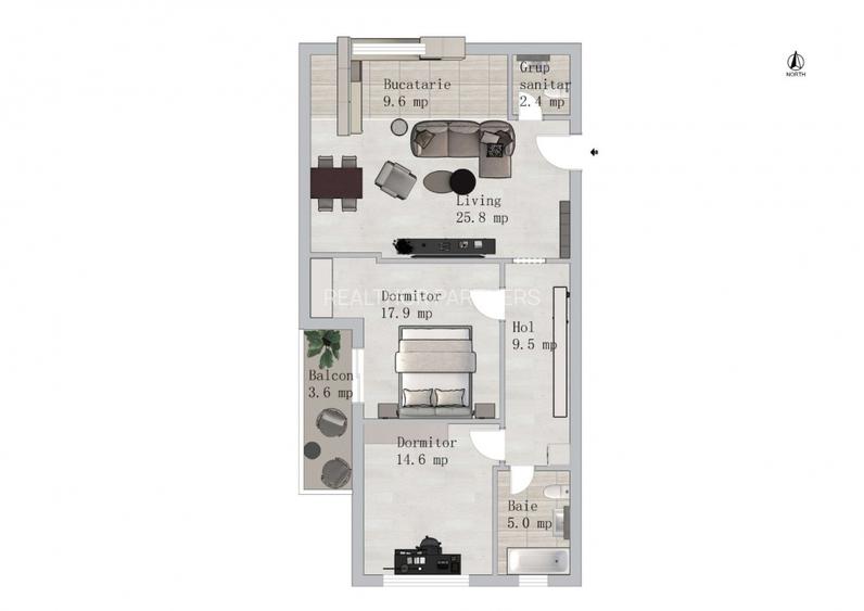 Apartament Spatios de 3 Camere - 90mp | Green Garden - 3