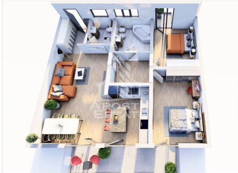 Apartament cu 3 camere, terasa 14 mp, bloc nou, zona Girocului - 3