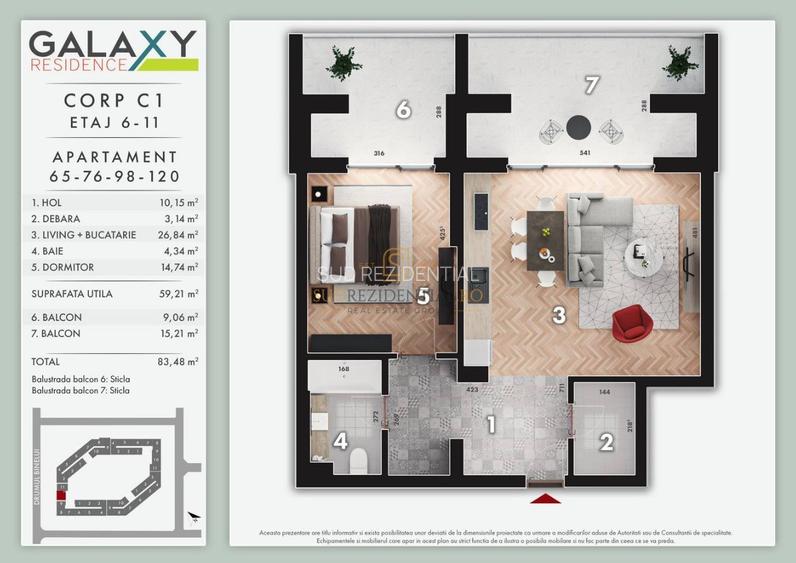 Apartament modern cu 2 camere, ansamblu securizat, Bd. Metalurgiei - 7