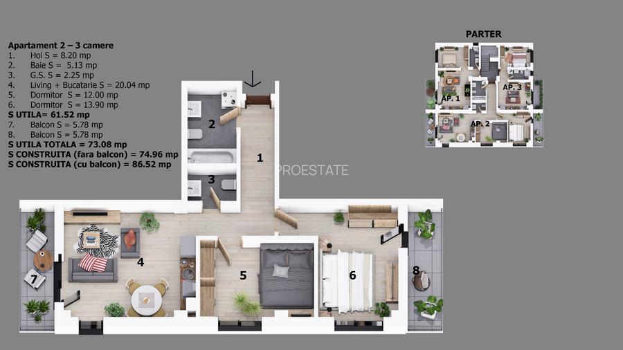 Apartament 3 camere strada Maramures | Parc Unirii | Proiect nou | - 6