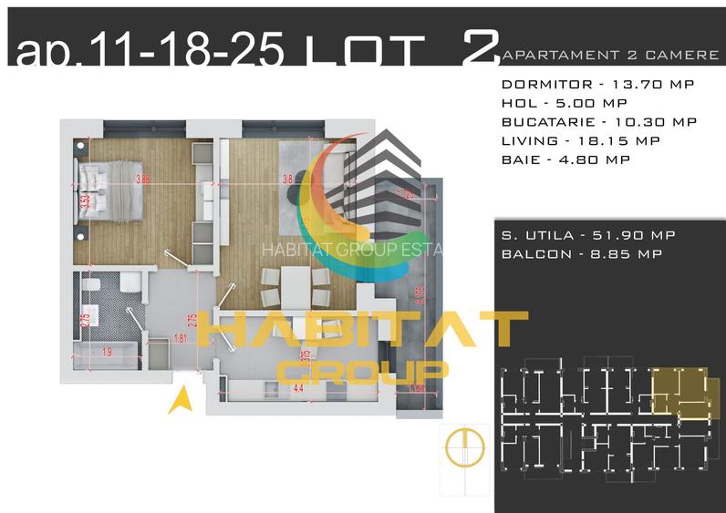 Pallady 2 camere decomandat 61 mp + loc parcare gratuit - 2