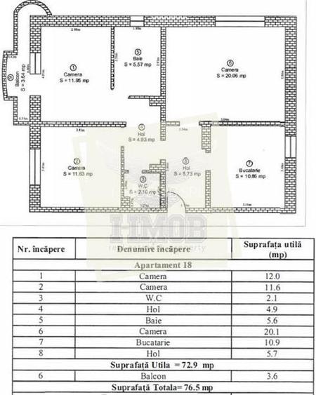 Apartament 3 camere 2 bai cu balcon in zona Terezian - 13