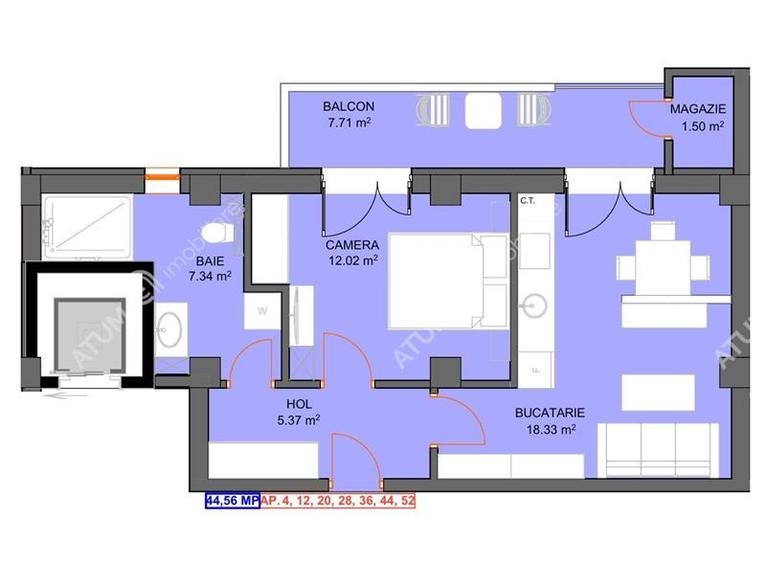 Studio cu 2 camere etajul 1 cu parcare subterana zona Doamna Stanca