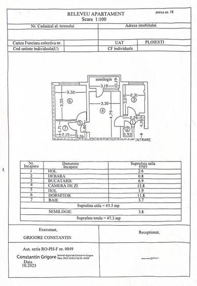 Apartament 2 camere, cf 1 semidec, etaj 4/4, Democratiei - 12
