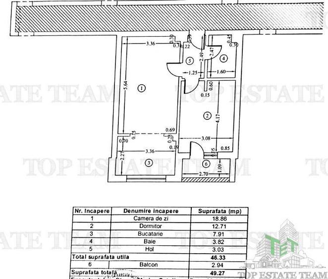 Apartament modern cu 2 camere si balcon, suprafata totala 49,3mp intr-un bloc di - 22