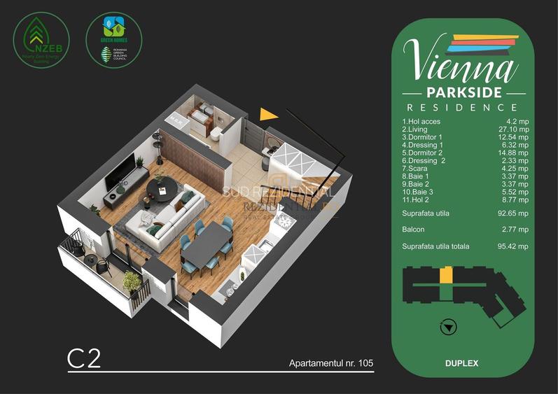 Apartament 3 camere, modern cu scara interioara, Metalurgiei, Sector 4 - 1