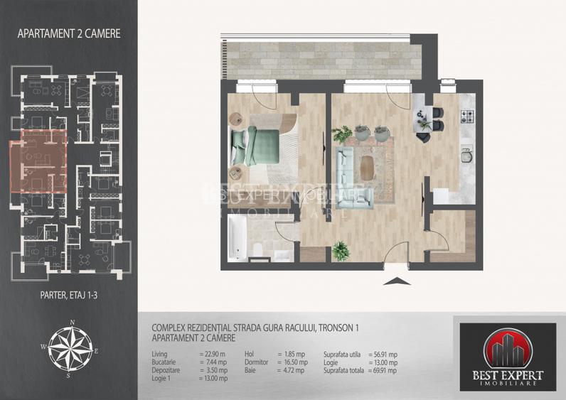 2 camere Incalzire Pardoseala -Acces Rapid metrou N.Teclu - 2