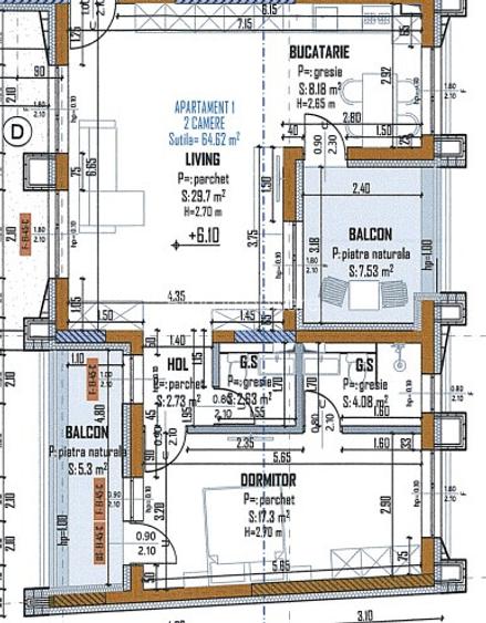  Confort si calitate  2 camere, 64 mp, 2 bai, semifinisat, in bloc premium nou - 2