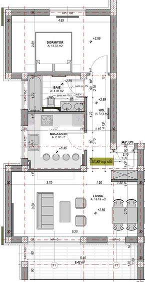 Apartament 2 camere, mobilat și utilat  Parcare inclusă | zona DaVinci - 1