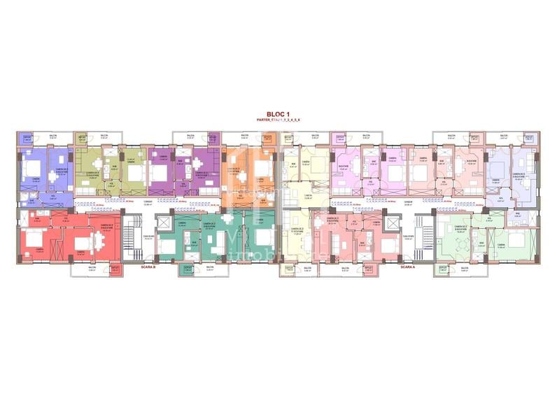 Apartament cu 3 camere - balcon cu spatiu depozitare - 60.6 mp utili - 5