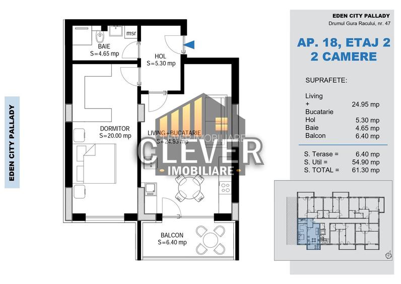 2 Camere Sector 3 | Dormitor 20mp | Etaj 2 | Metrou - 3