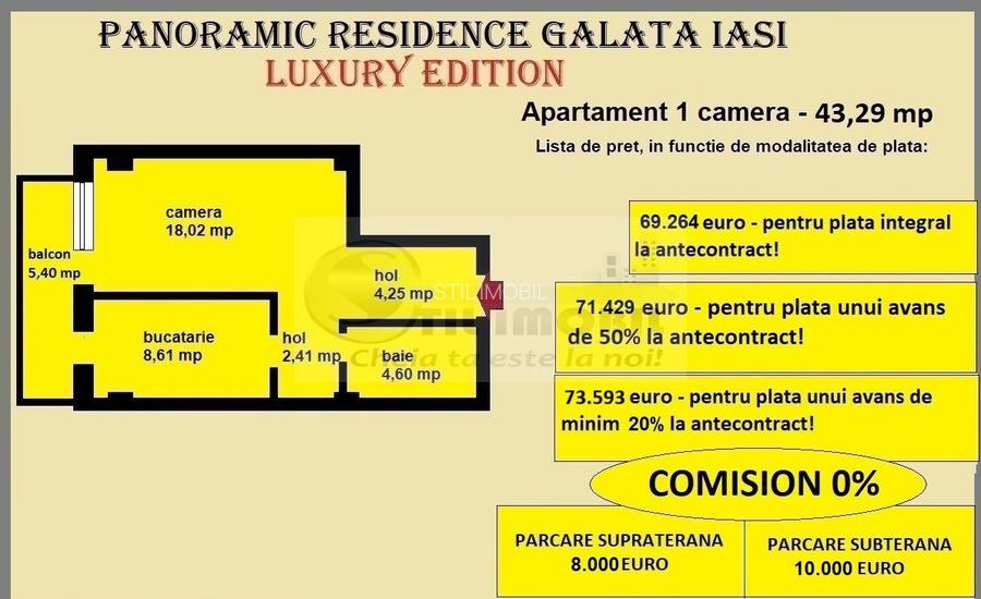 Apartament 1 camera de vanzare in Iasi, Galata, 43,29 mp, bloc nou - 2