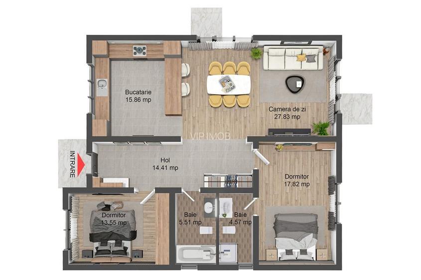 Casă Individuală de Închiriat, Încălzire în Pardoseală, Teren 400 mp - 1