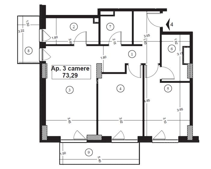 Apartament 3 Camere, 2 băi, 76mp + Balcon 11,66mp | Elite City, Mărăști