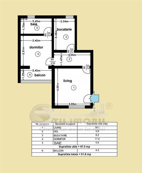 Apartament 2 Camere Open Space – Etaj 1, cu Parcare – Valea Lupului, Iași - 15