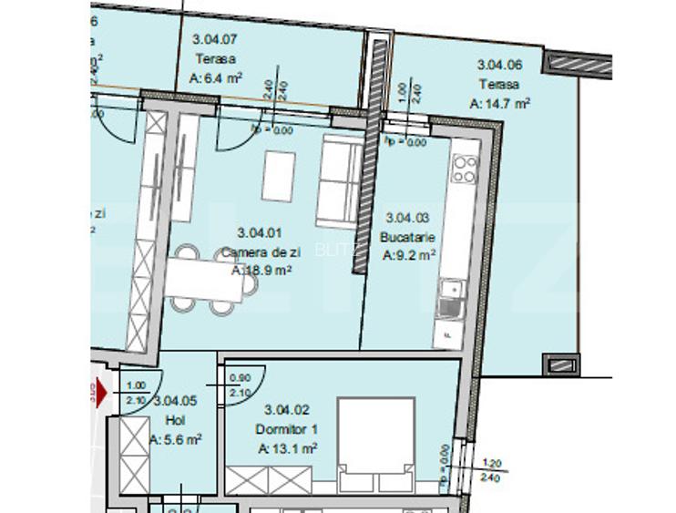 Apartament 2 camere, 52 mp, Terasa 21 mp, Imobil Nou, Semicentral - 5