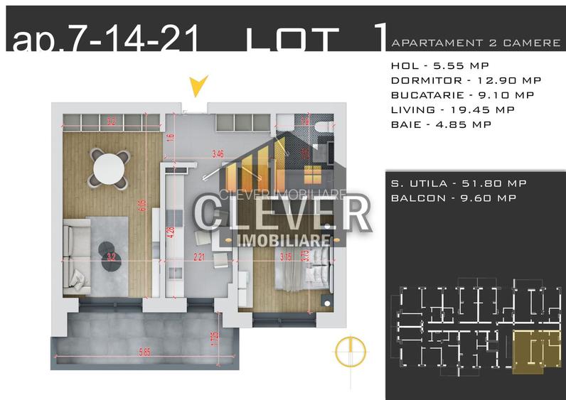 Apartament 2 camere Parcare Inclusa, Pallady, Comision 0 - 1