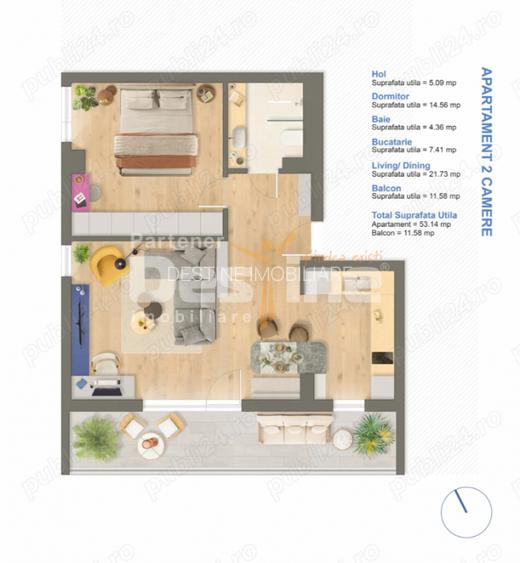Apartament 2 camere cu loc de parcare inclus! - 9