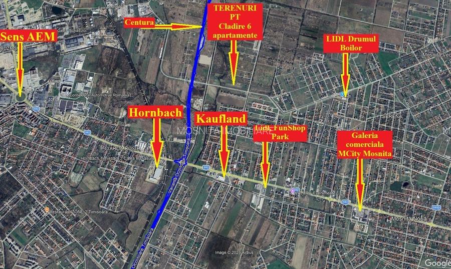 Teren pentru cladire cu 6ap - Acces la Drumul Boilor - Mosnita - 100e/mp+TVA - 6