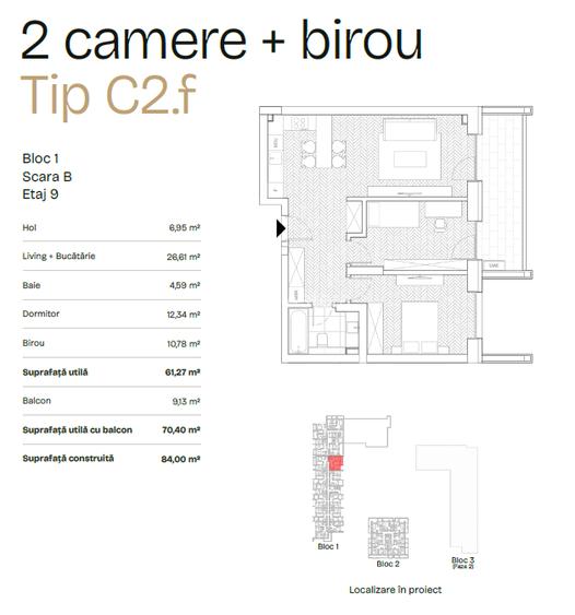 PRIMA ASTERA | FAZA I Apartament cu 2 cam + birou C2 - 1