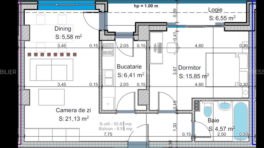 VertuCampus Universitate – apartament 2 camere, 61 mp, bucătărie separată - 8