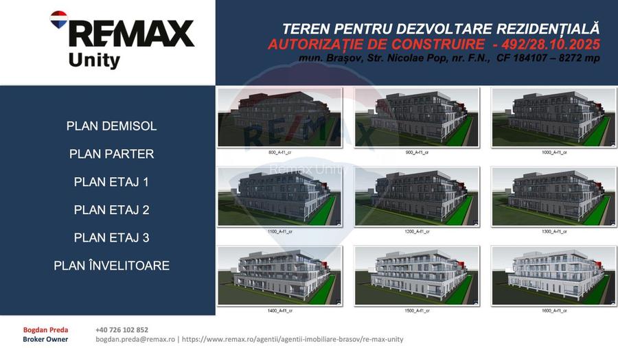 Teren dezvoltare rezidențială 8,272mp Brasov / Strada Nicolae Pop/ AC - 11