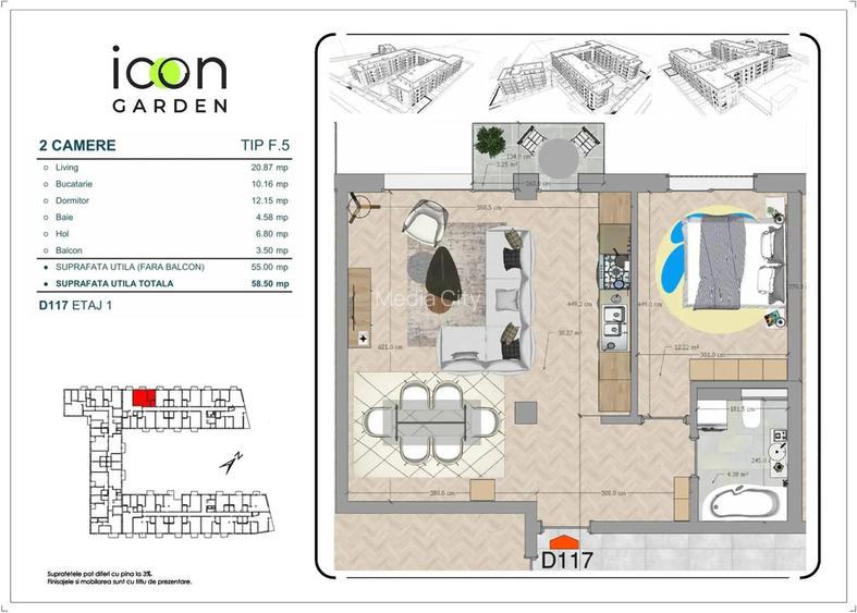 Apartament cu 2 camere  -ansamblu nou finalizat - 7