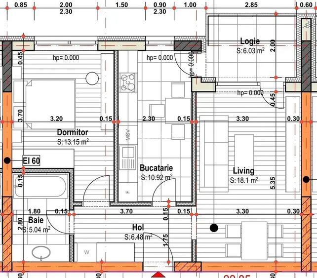 Apartament 2 camere bucatarie 11mp 15min metrou 1 dec 1918  3 etaje - 2