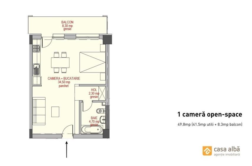 Copou - Mihail Sadoveanu, 2 camere open-space, suprafata generoasa - 8