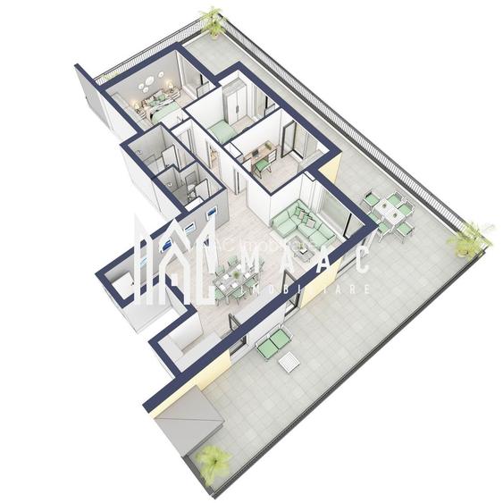 Penthouse 3 camere | Etaj 4 | Balcon 107.2 mp | Turnisor - 5