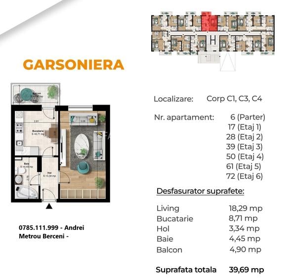 Metrou Berceni 400m - garsoniera 40mp bloc 2027 - 5