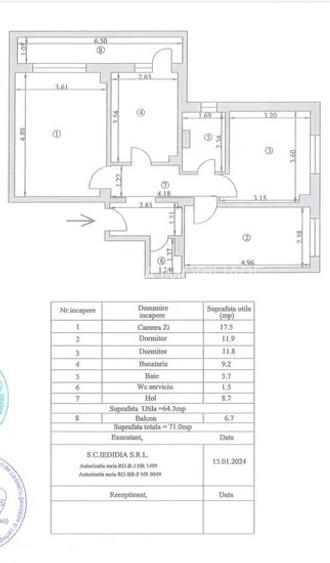 Apartament 3 camere, zona Centrala, parter cu balcon, suprafata 71mp. - 2