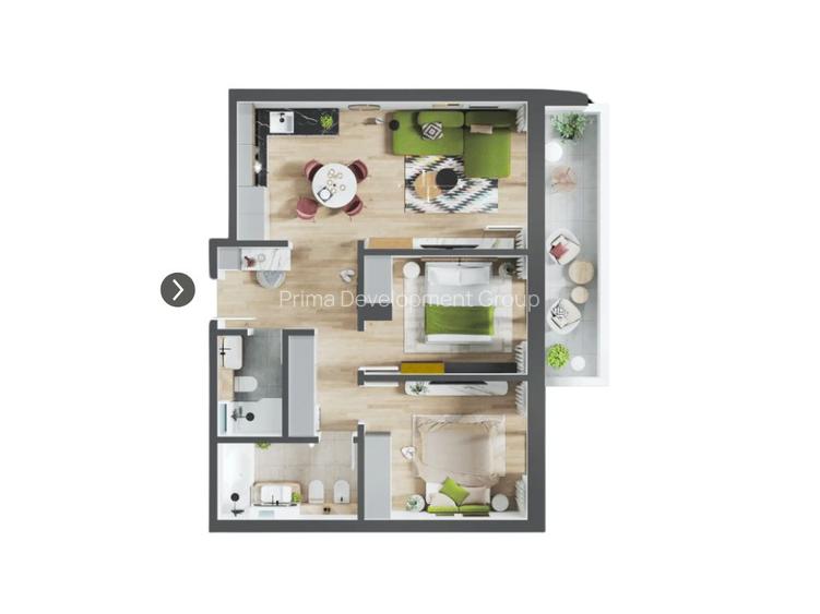 Apartament 3 camere | Finisat | Bloc nou | PARIS |  PRIMA Urbana3 - 1