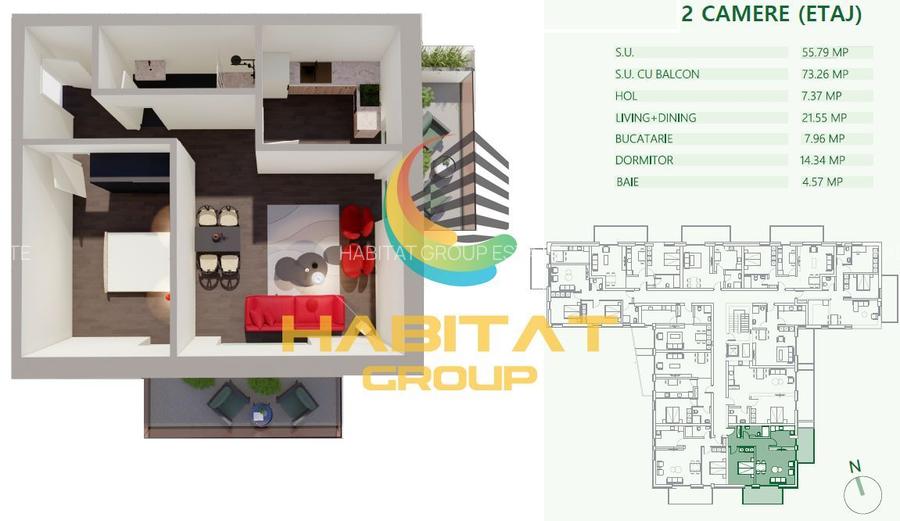 2 camere vanzare NOU decomandat Mihai Bravu 2 balcoane - 12