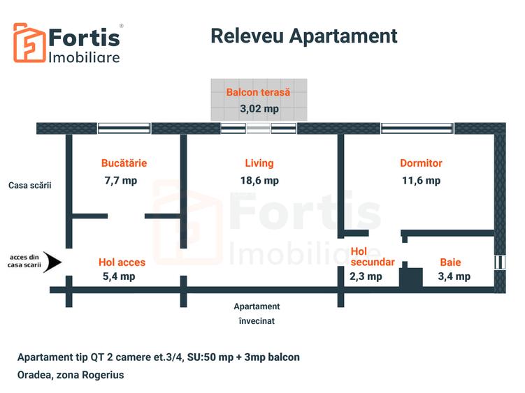 Apartament cu 2 camere zona Rogerius - Oradea - 1