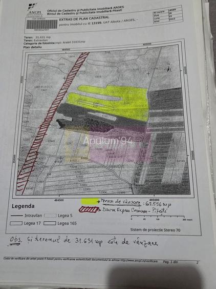 6,26 ha lângă DEx12 Pitești | 2,95 €/mp | acces DJ Pitești–Craiova - 5