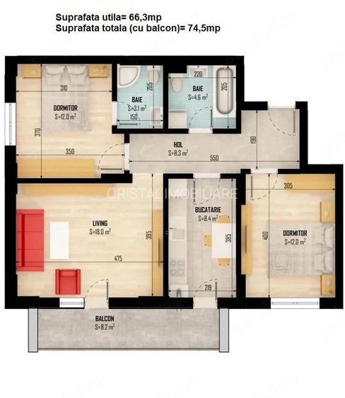 De închiriat 3 camere decomandat, mobilat modern, bloc nou 2024 - 10
