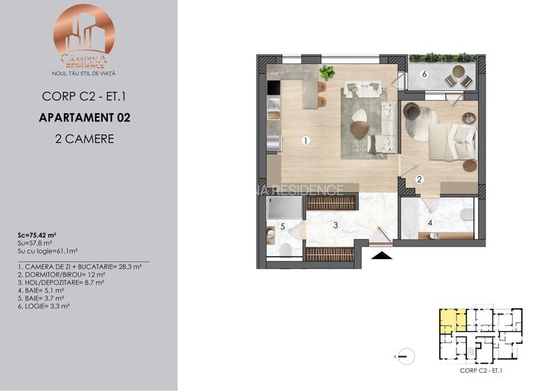 Apartament cu doua camere Campina Residence cu TVA 21% - 2