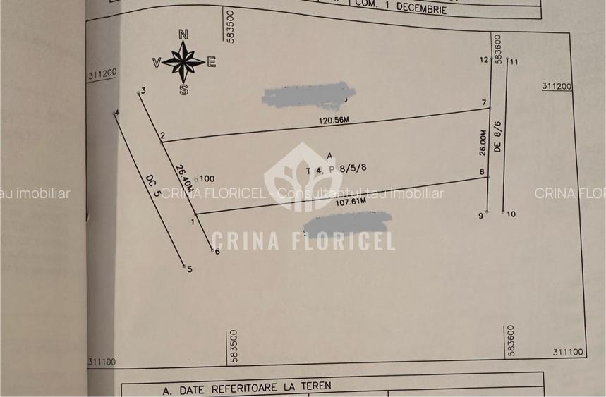 Vanzare teren intravilan 2965 mp - deschidere 26 m - str Gloriei - 1 Decembrie - 5