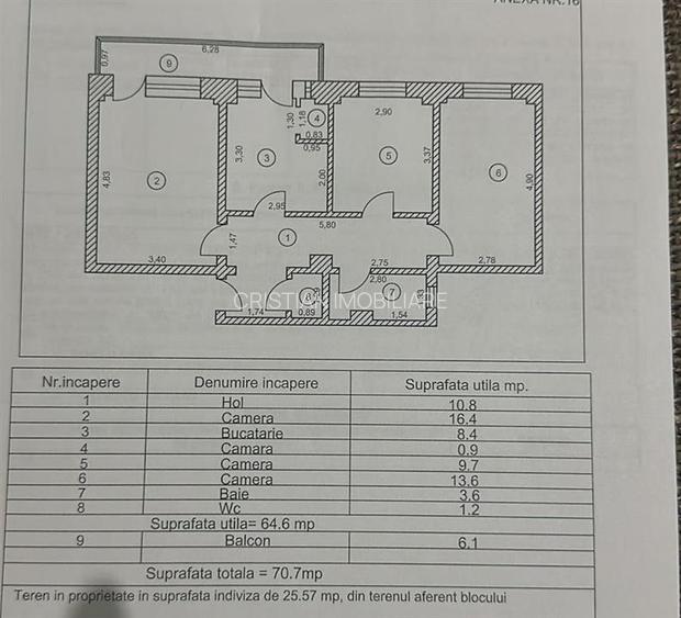 Apartament 3 camere, 70mp, zona Garii, etaj 1 - 12